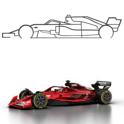 Formula 1 Car Silhouette Metal Wall Art