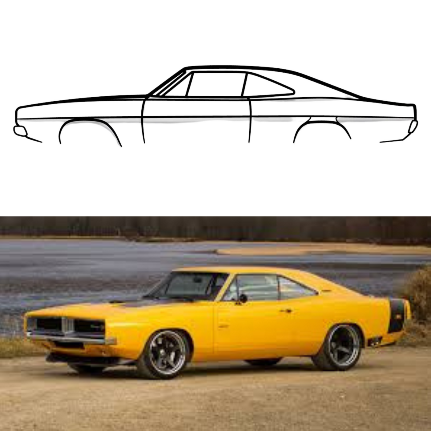 Charger 1969 Car Silhouette Metal Wall Art