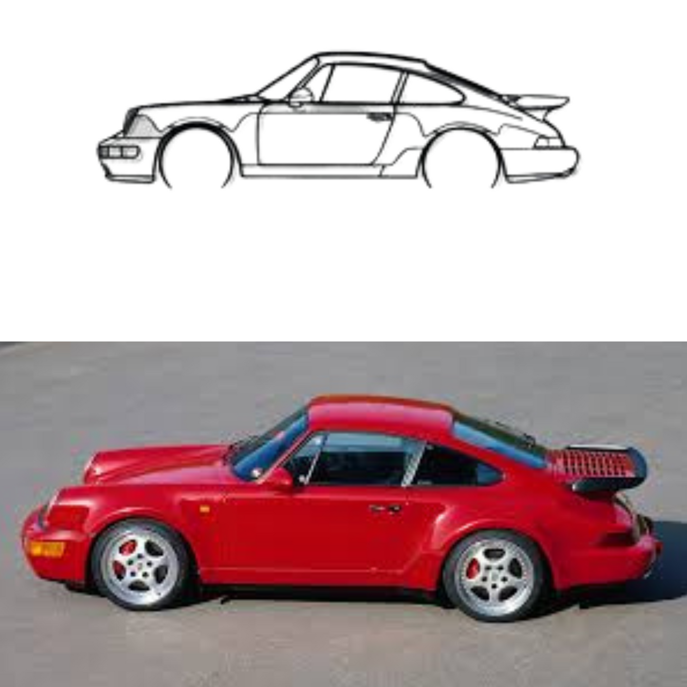 Porsche 911 Turbo model 964 Car Silhouette Metal Wall Art