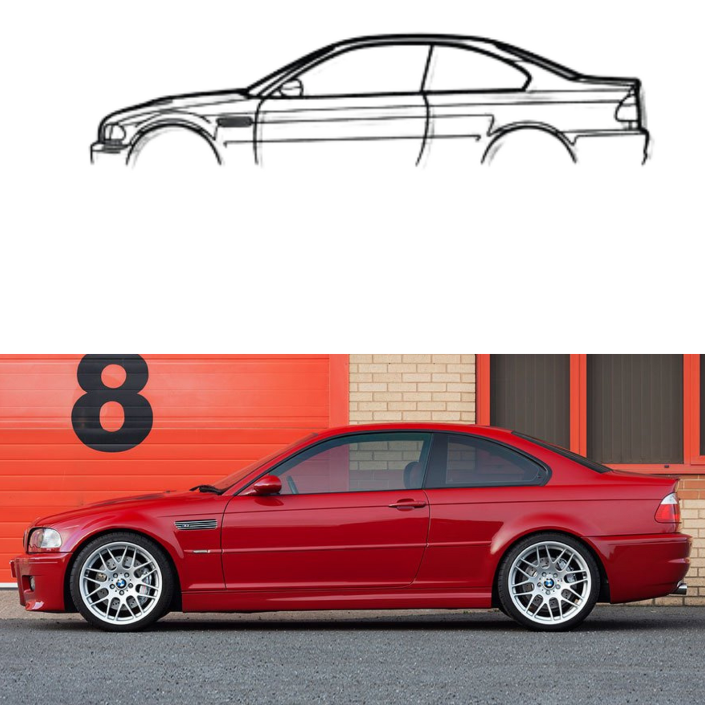 BMW E46 M3 Silhouette Metal Wall Art