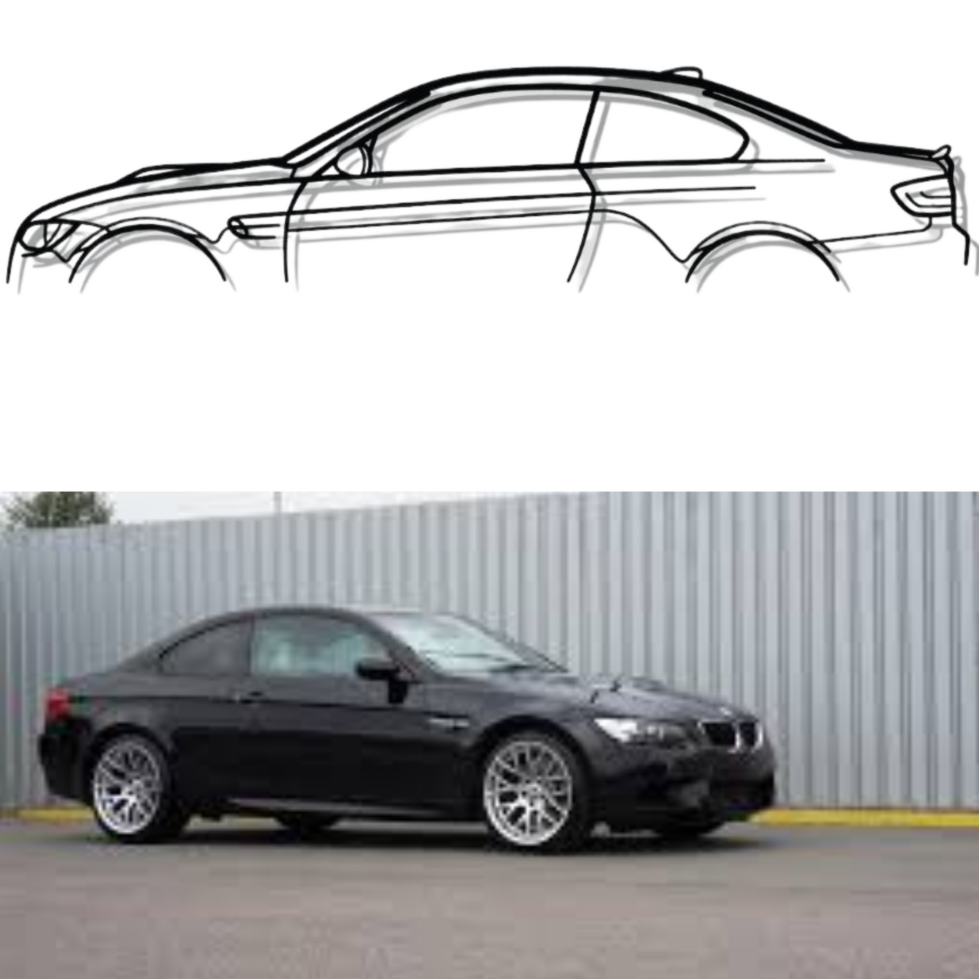 BMW E92 M3 Silhouette Metal Wall Art