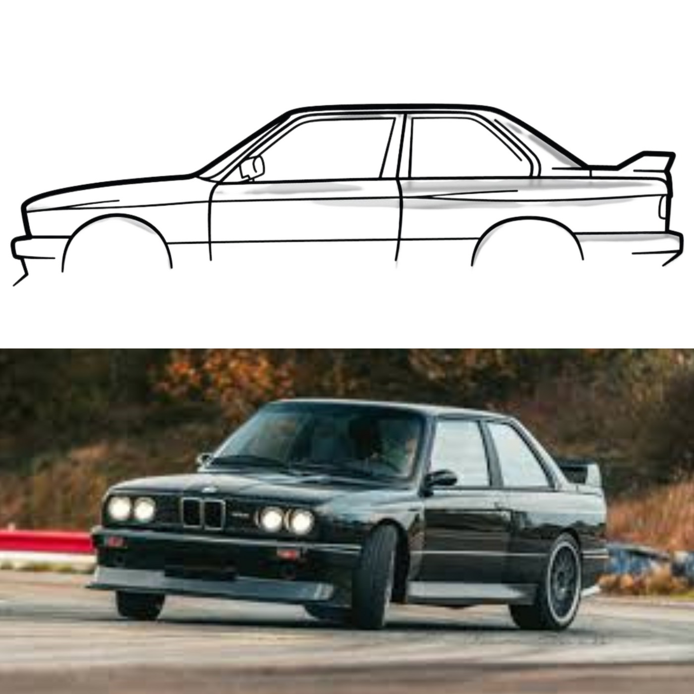 BMW M3 E30 Silhouette Metal Wall Art