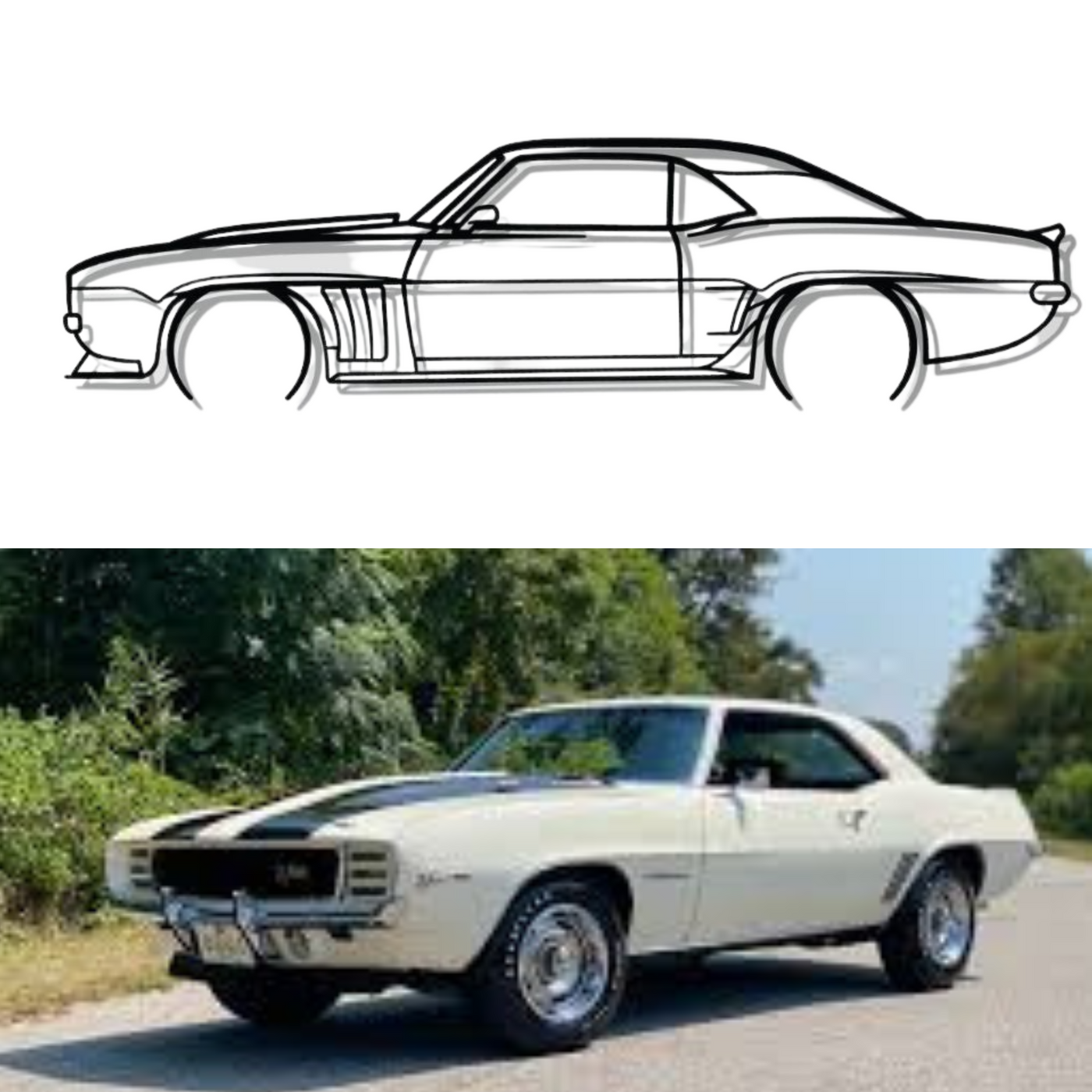 Camaro 69 Car Silhouette Metal Wall Art